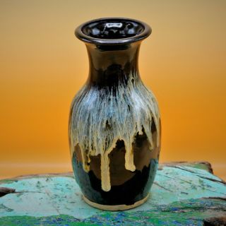 Fine Unusual Chinese Antique - Jun Ware Flambé Glaze Vase,  Cobalt Kangxi Mark 鈞窯