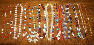 12 Vintage 1960s Czechoslovakia Glass Mardi Gras Beads Clasp Necklaces W/ Labels