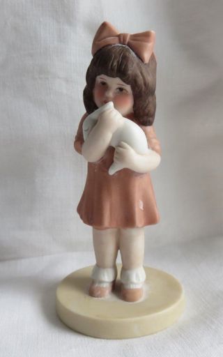 1996 Bessie Pease Gutmann Porcelain Figurine Girl With Bunny H1890