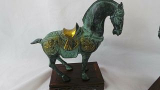 Chinese Bronze Horse Statues Carved With Dragon Decoration 2