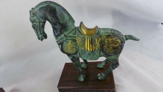 Chinese Bronze Horse Statues Carved With Dragon Decoration 3