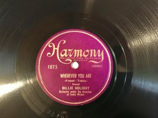 78 Rpm Harmony 1075 Billie Holiday (wherever You Are / It 
