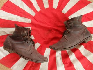 1940 ' s WW2 World War 2 ii Japanese Army Officer Leather Shoes Boots from Japan 2