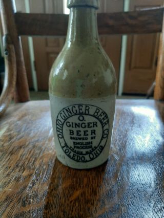 Ginger Beer Bottle O.  Ohio Ginger Beer Co Toledo Oh Stoneware Stone Lucas County