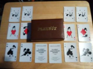 Playboy VIP 1978 Double Deck of Playing Cards W/ Leather Covered Case 2