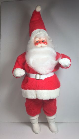 Vintage Large Plush Stuffed Santa Claus Rubber Face 25 " Tall
