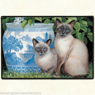 Door Mats - " Siamese Cats " Doormat - Rubber Backed Cat Door Mat - Welcome Mat