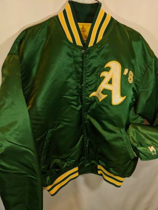 Oakland A’s Green Starter Satin Jacket Men’s Xl Bomber Quilted Vintage Mlb