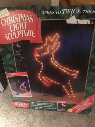 Mr Christmas Light Sculpture Double Reindeer 31 X 48 Inches Yard Decor