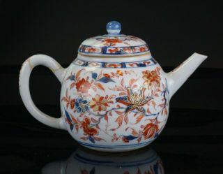 Fine Chinese Blue And White Iron Red Porcelain Flower Teapot & Lid 18th C Qing