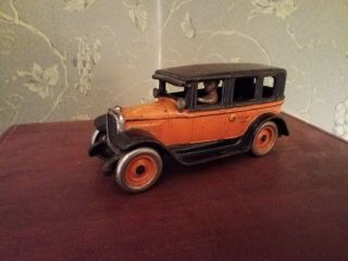 Vintage 1920s Paint Arcade 8 " Cast Iron Yellow Cab Toy Taxi Complete