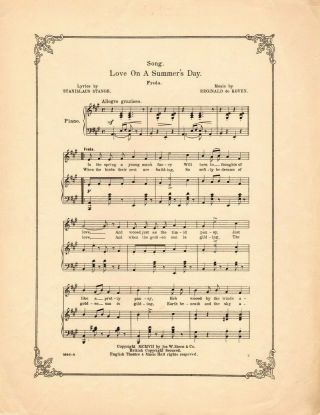 LOVE ON A SUMMER ' S DAY Music Sheet - 1907 - THE SNOW MAN - Comic Opera 2