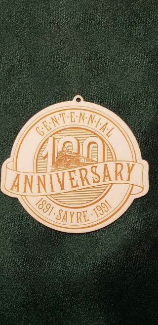Rare Opelle Giftware By Corning " Sayre Centennial Anniversary 1991 " Ornament