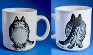 Vintage 1989 B Kliban Front And Back Cat Ceramic Coffee Mug