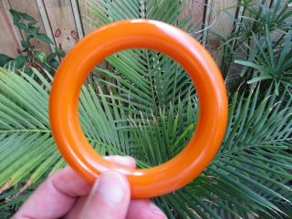 Vintage 1/2 " Bakelite " Tube " Bracelet Cool Doughnut Shape; Solid Orange Color