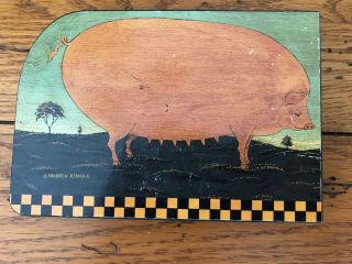 Warren Kimble For Lenox 1996 Flat Folk Art Country Farm Right Facing Pig