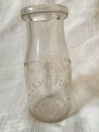 Vintage Half Pint Milk Bottle C.  A.  Wetter Dairy Chicago Illinois 334 W 60th Pl.