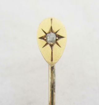 Stunning Victorian / Edwardian 9ct Gold Stick Pin / Tie Pin Diamond Finial,  Case