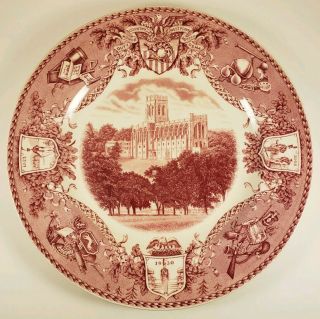 Vintage 1933 Wedgwood Cadet Chapel West Point Red Transfer Ware 10 1/4 " Plate