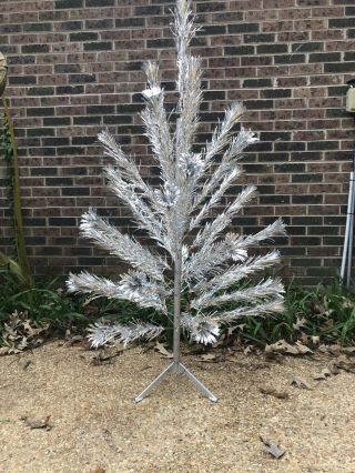 Vintage The Sparkler Pom Pom Silver Aluminum Christmas Tree 4 Ft 34 Branches