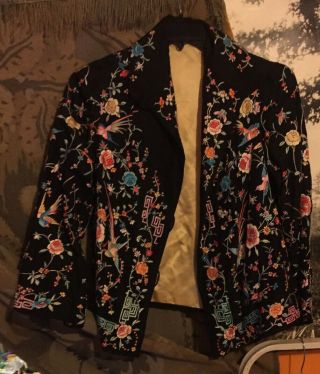 Vintage Hand Embroidered Silk Jacket Chinese Fabulous Size Small 2