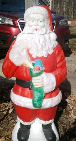 Vintage Large Plastic Blow Mold Empire Christmas Santa Stocking Light Up 42”