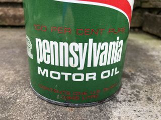 Vtg WM PENN 100 Pennsylvania Motor Oil 1 Quart Oil Can Tin Cleveland Ohio Empty 3