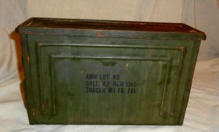 Vintage Ww Ii Ammunition Box Cal 30 T4 Tracer M1 Fa 791 With Flaming Bomb