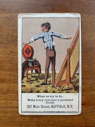 1871 Copyrighted Color Trade Card Boston Clothing Buffalo Ny Clay Cosack & Co