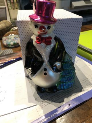 Christopher Radko Frosty Snowman Bow Tie Top Hat Tree Christmas Ornament No Box