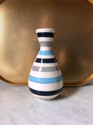 Jonathan Adler Pot A Porter Blue White Stripe Bud Vase 6.  5 " Height 1990s Early