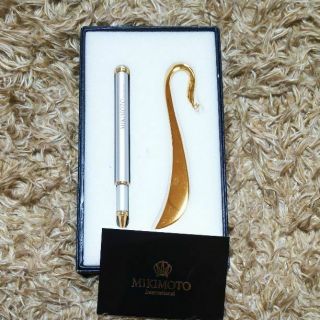 Mikimoto Akoya Pearl Ballpoint Pen Bookmaker Set Authentic Silver Gold 42 Jmp