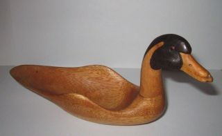 Robert / Bob Holden Hand Carved Wood Mallard Duck Bowl B.  Holden 1993 Hawaii