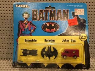 Vintage Ertl Batman Micro Size Die Cast 3 Pack Batmobile 1989 1/128 Scale