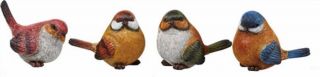 Set Of 4 Multi - Color Bird Figurines - - Each Has A Slightly Different Pose - - Resin