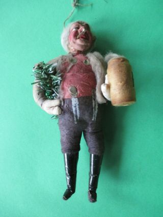 Antique German Christmas Ornaments Cotton Bavarian Man With Beer Mug