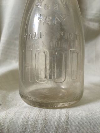 Vintage Half Pint Milk Bottle Hood ' s Dairy Boston Massachusetts 1935 H P Hood 2