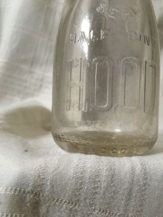 Vintage Half Pint Milk Bottle Hood ' s Dairy Boston Massachusetts 1935 H P Hood 3