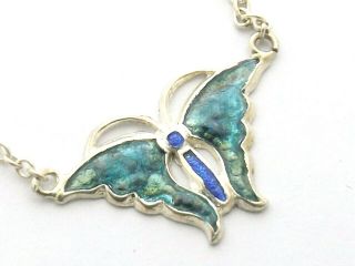 Vintage Sterling Silver And Enamel Necklace By Charles Horner Butterfly