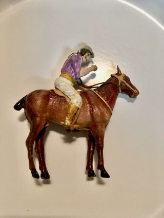 Antique Dresden Christmas Ornament: Jockey And Race Horse Circa 1890