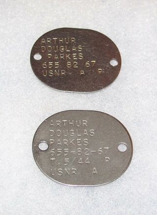 Ww2 Usn Dog Tags,  One With May 1944 Tetanus Shot Date