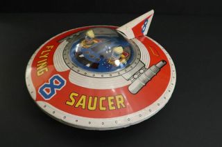 All Haji Flying Saucer 8 Space Tin Toy 7 " Made In Japan 1960 