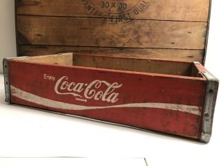 Vintage Coca Cola Red Wooden Soda Bottle Pop Crate Box Carrier Display Coke