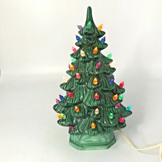 Vintage Ceramic Christmas Tree Holland Mold Green 1.  5 " Signed 1974 Flawed