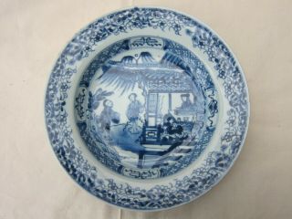 Antique 18th Century Chinese Porcelain Plate With Palace Scene