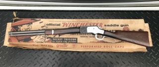 Vintage 1960s Mattel Winchester Saddle Gun Rifle Toy Cap Gun W/ Box