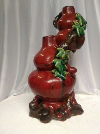 Rare Antique Chinese Porcelain Apple Red Double Gourd Vase