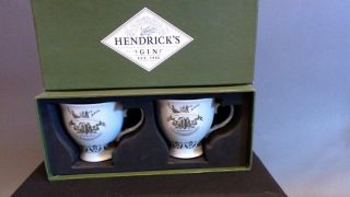 Hendrick ' s Gin China Tea Cup Set In Gift Box w/ BONUS Gift Bag & Playing Cards 2