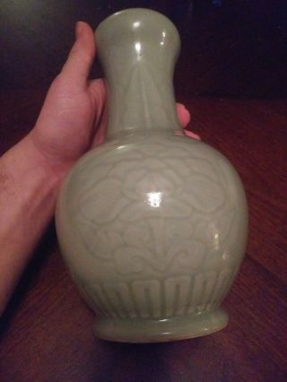 Chinese Celadon Glazed Bottle Vase,  17th Century