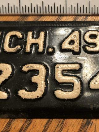 1949 A,  Michigan Motorcycle License Plate Vintage Cool Numbers 12354 3